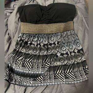 Charlotte Russe Black and Gray Strapless Top